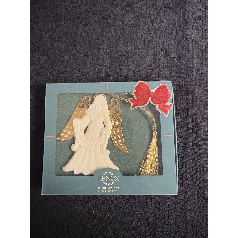 LENOX Angel of Joy Gold Wings Double Sided Christmas Ornament 1994 Kirk Stieff